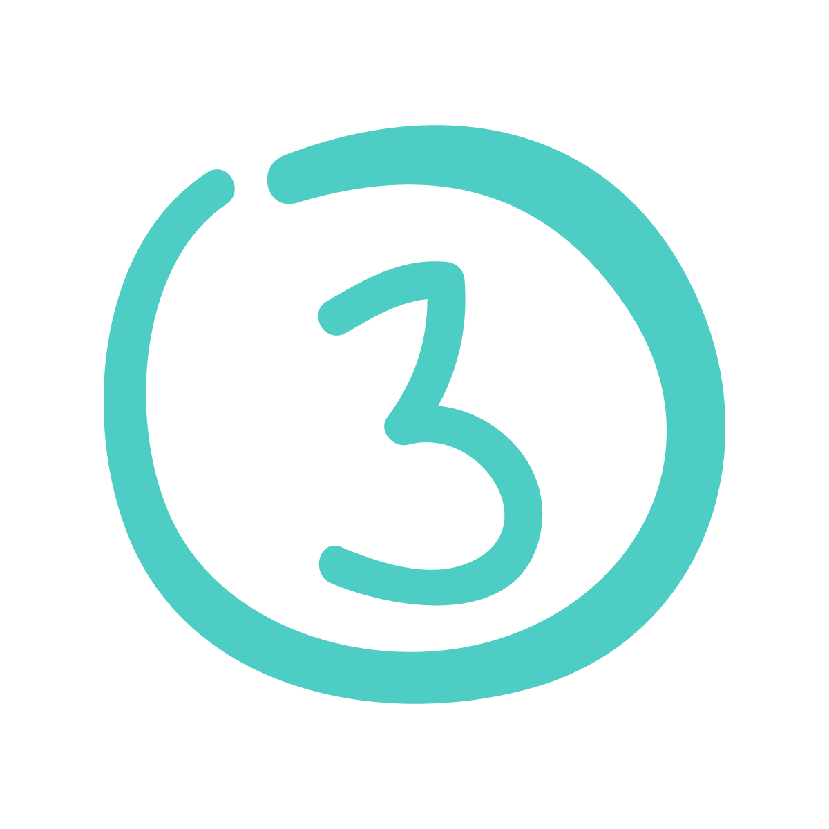 handwritten circled number three